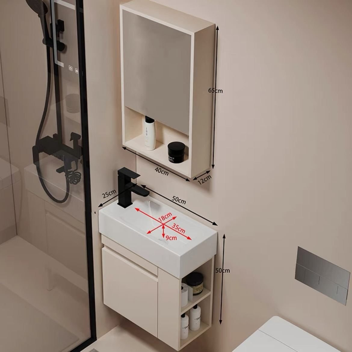 JATAII Wall-Mounted Small Vanity Floating Design for Guest Bath-MN001