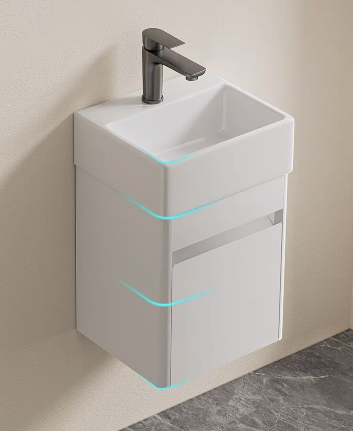 JATAII Wall-Mounted Small Vanity Floating Design for Guest Bath-MN003