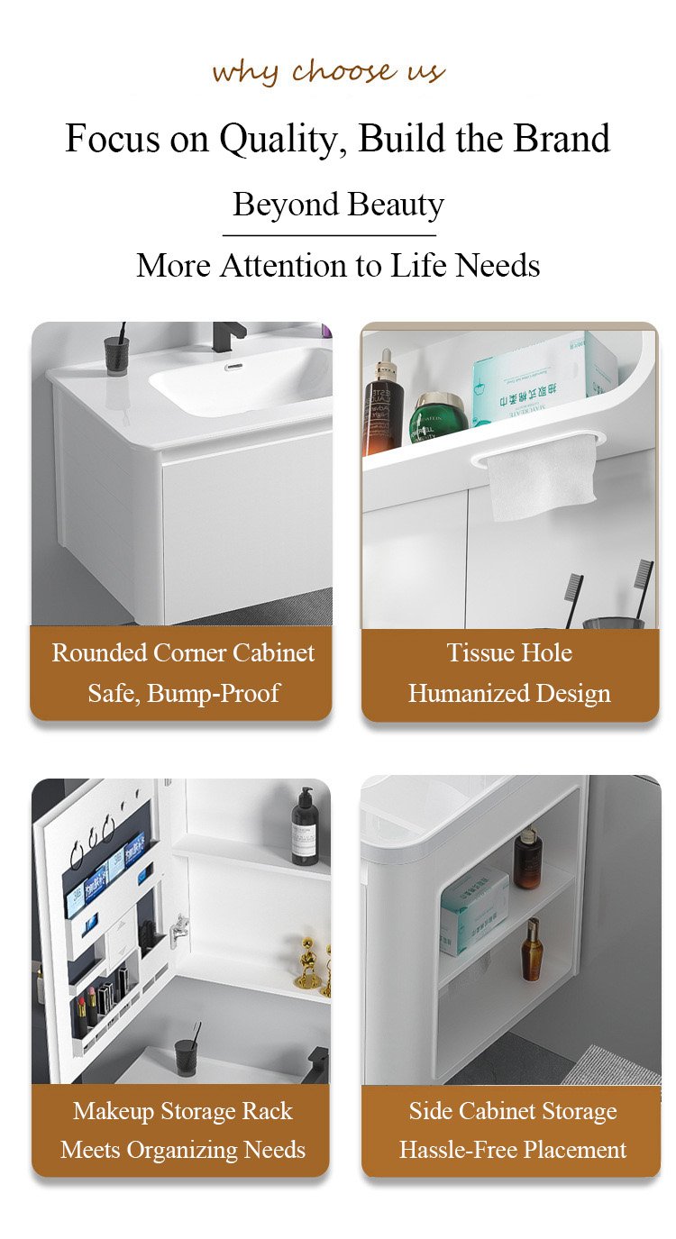 JATAII Pure White Waterproof Aluminum Honeycomb Vanity PW002 detail