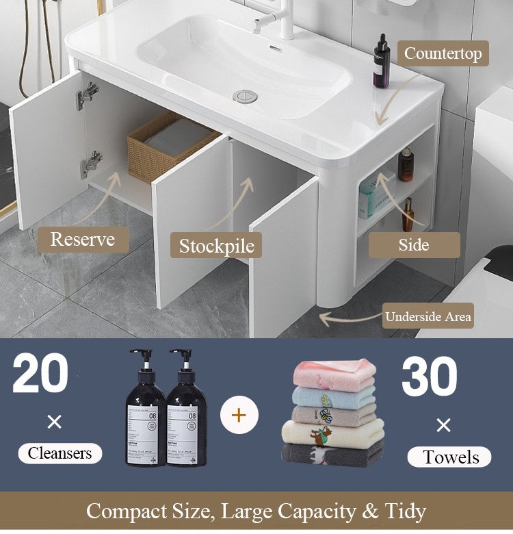 JATAII Pure White Waterproof Aluminum Honeycomb Vanity PW002 detail