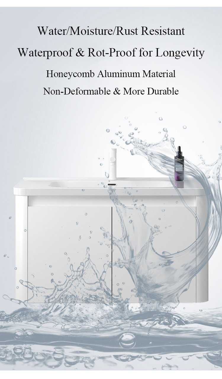 JATAII Pure White Waterproof Aluminum Honeycomb Vanity PW002 detail
