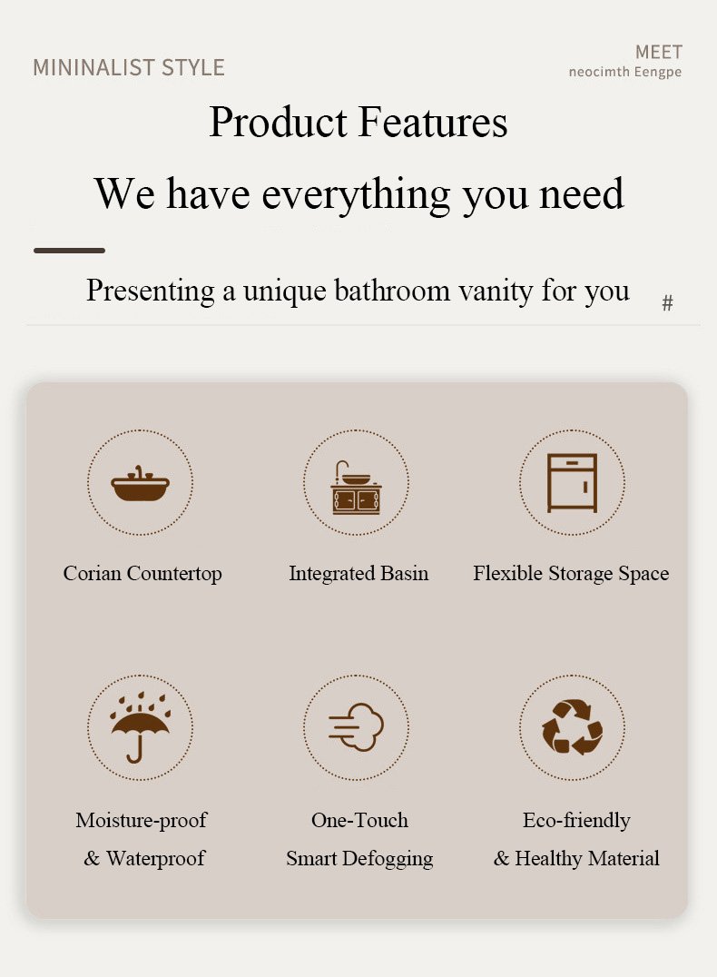 JATAII Minimalist Arch Mirror Vanity Integrated Sink detail 2