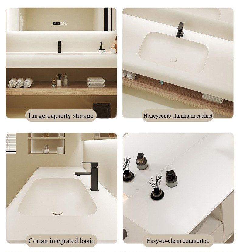 JATAII Minimalist Arch Mirror Vanity Integrated Sink detail 5