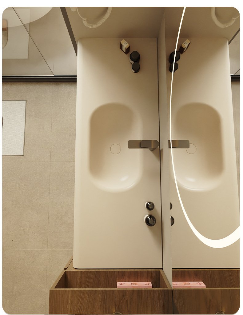 JATAII Minimalist Arch Mirror Vanity Integrated Sink detail 7