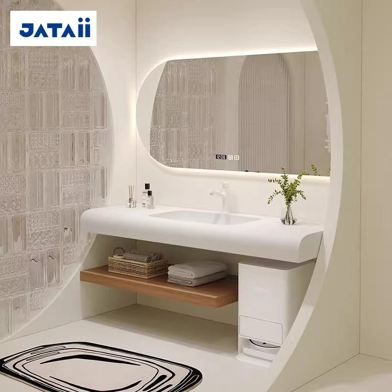 JATAII Minimalist Arch Mirror Vanity Integrated Sink