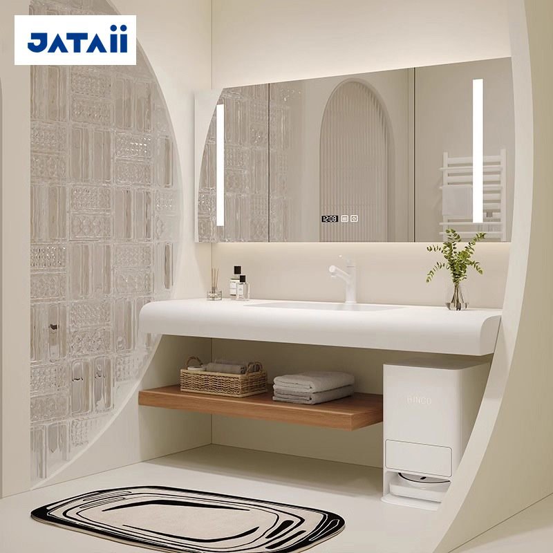 JATAII Minimalist Arch Mirror Vanity Integrated Sink