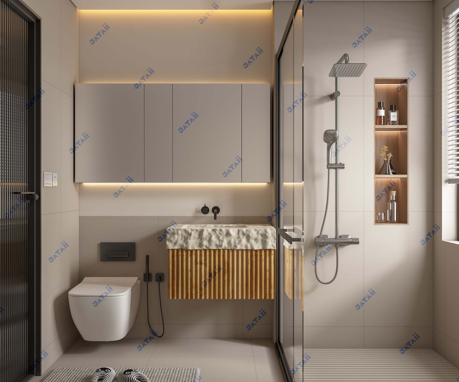 JATAII Commercial 800mm Light Oak Floating Vanity & LED Mirror HT019