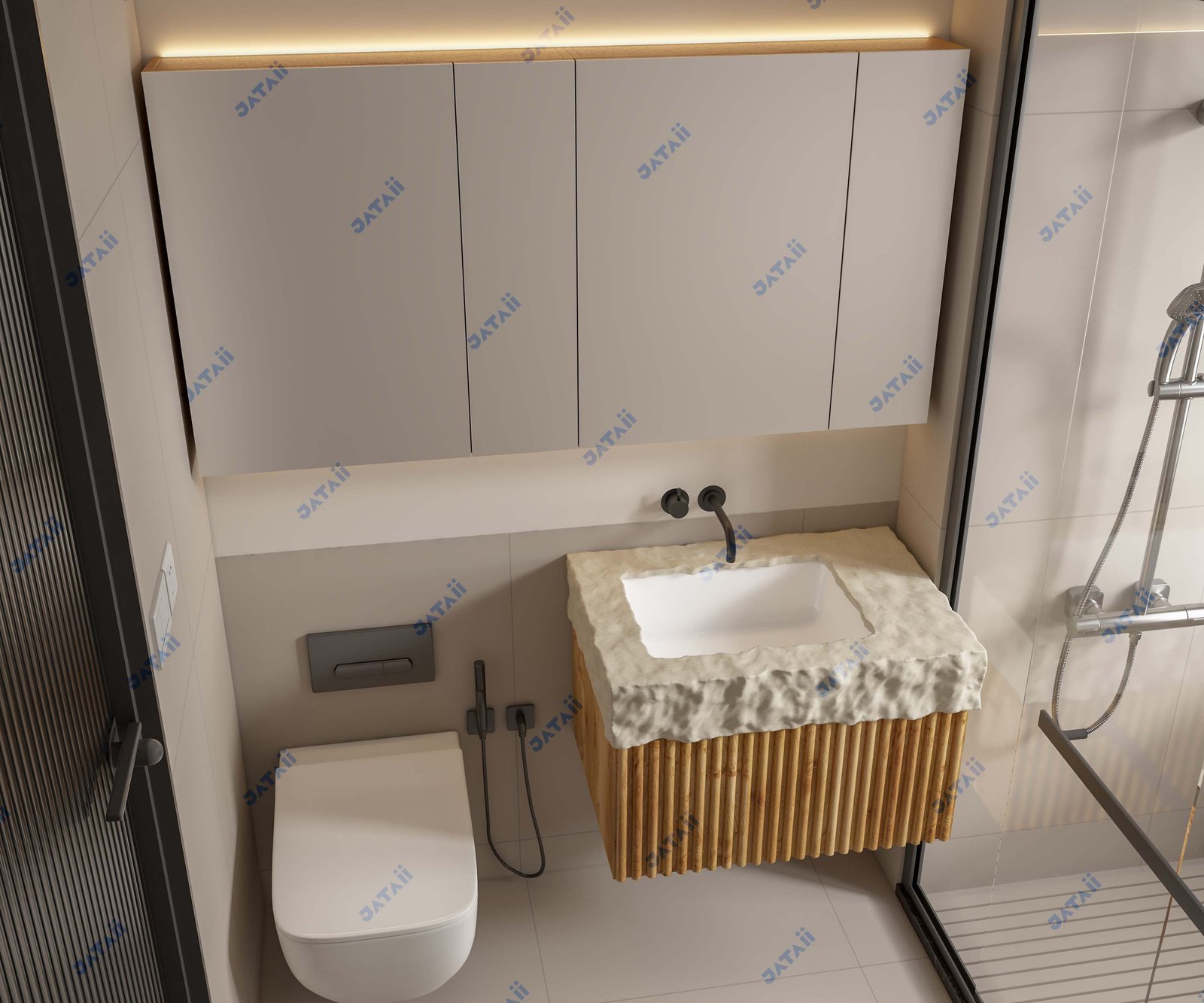 JATAII Commercial 800mm Light Oak Floating Vanity & LED Mirror HT019