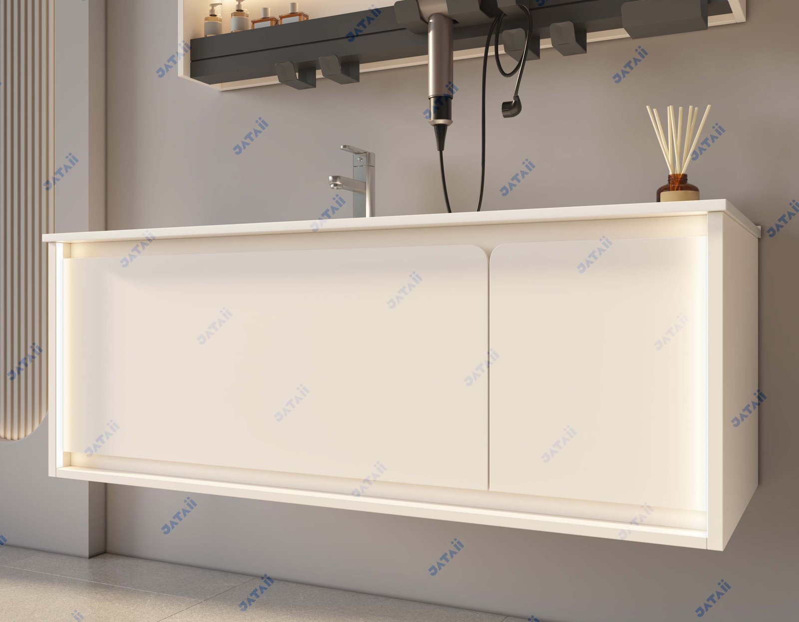 JATAII Commercial 1200mm Fluted Oak Double Vanity Combo HT020