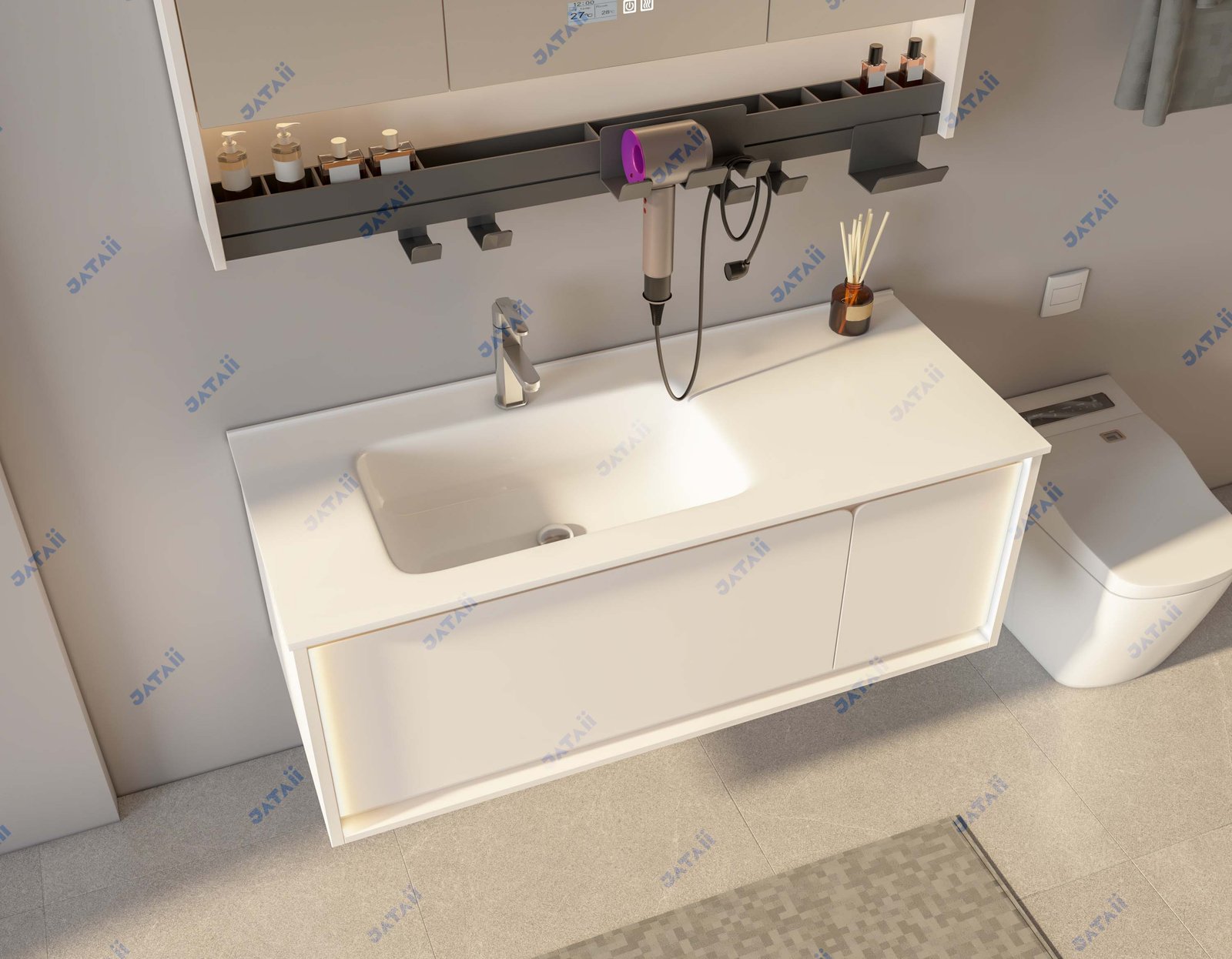 JATAII Commercial 1200mm Fluted Oak Double Vanity Combo HT020
