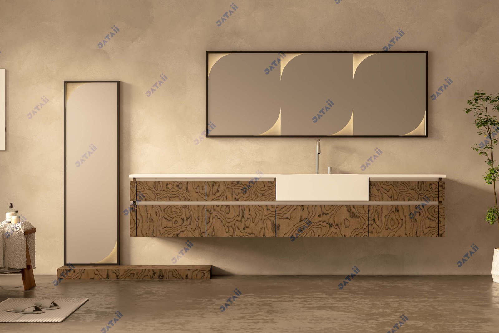 JATAII Commercial 600mm Matte Cashmere Single-Drawer Vanity & Mirror Combo HT021