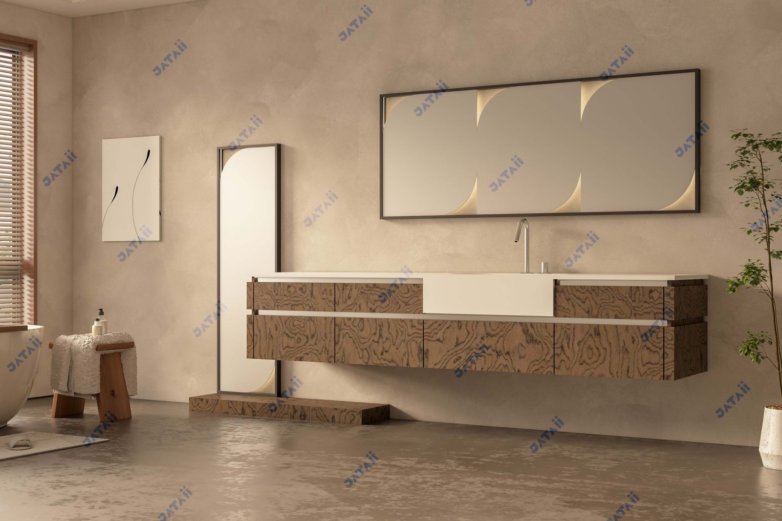 JATAII Commercial 600mm Matte Cashmere Single-Drawer Vanity & Mirror Combo HT021