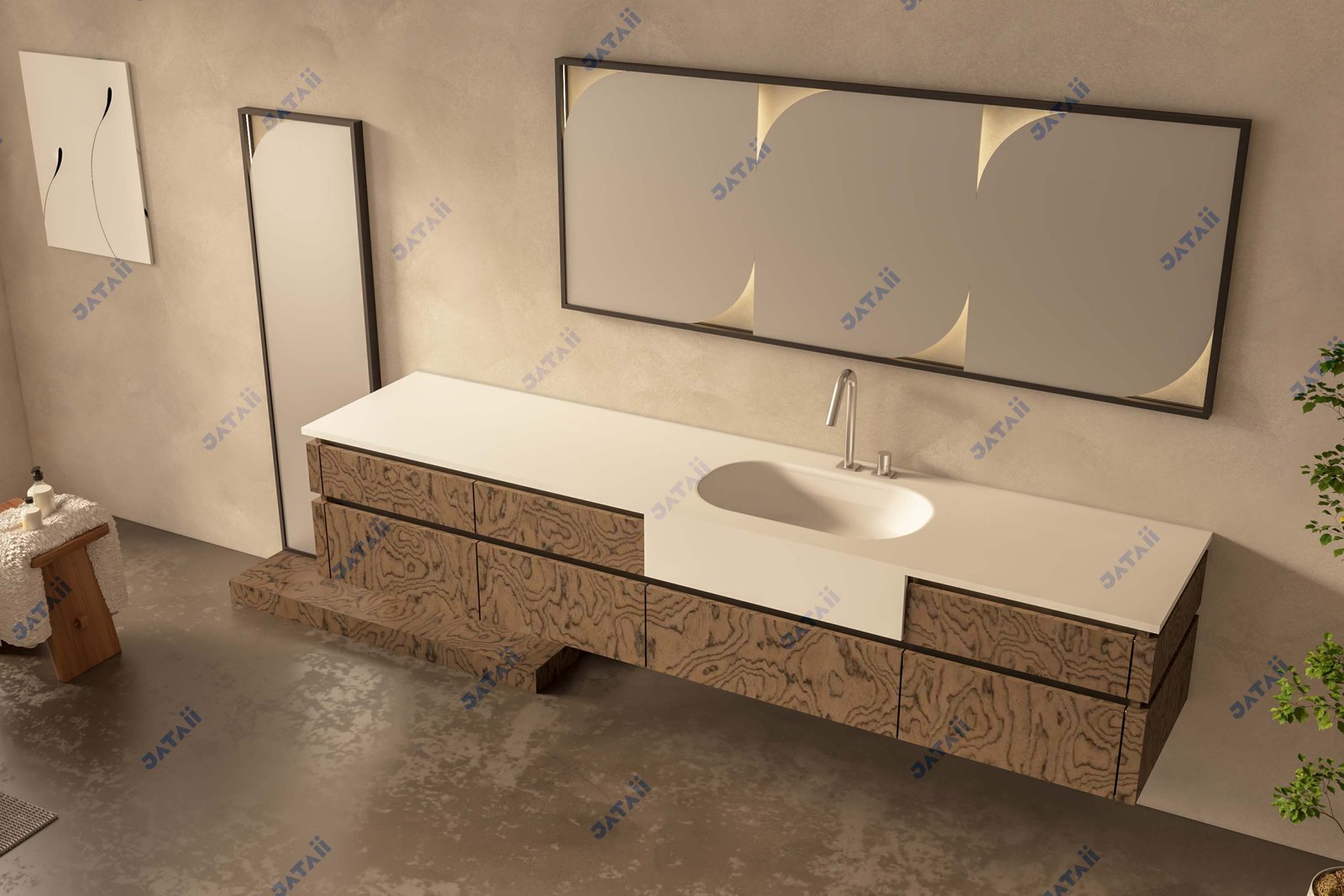 JATAII Commercial 600mm Matte Cashmere Single-Drawer Vanity & Mirror Combo HT021