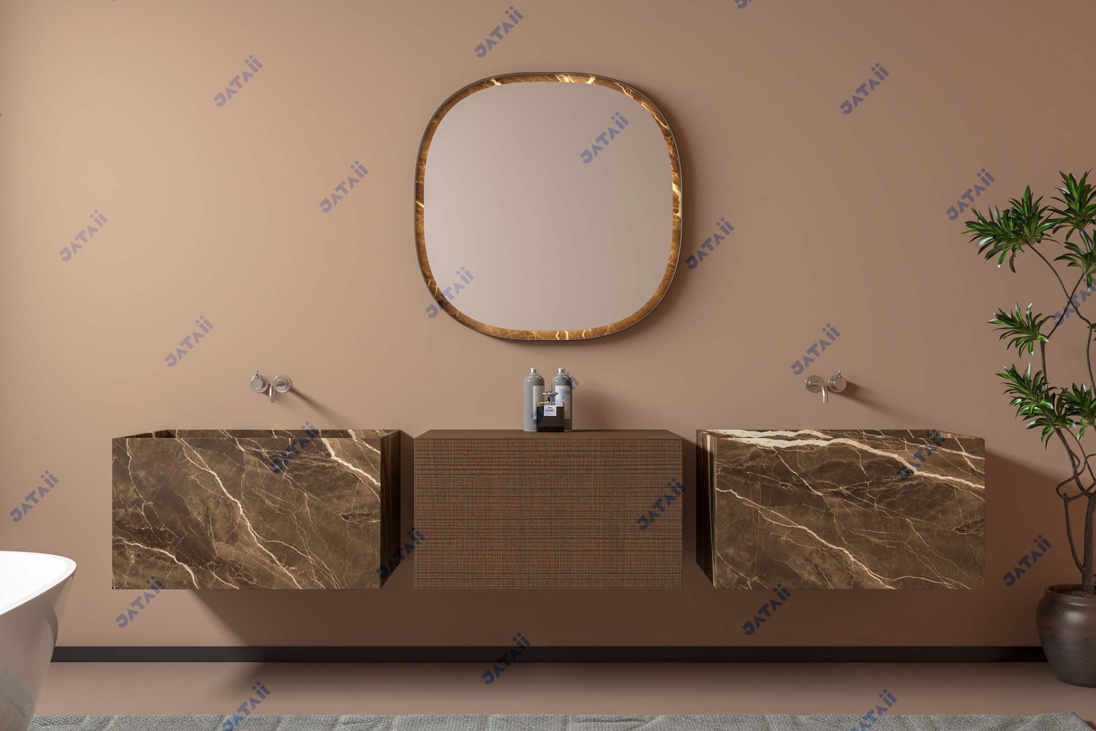 JATAII Commercial 800mm Charcoal Fluted Vanity Combo with Dispenser TH022