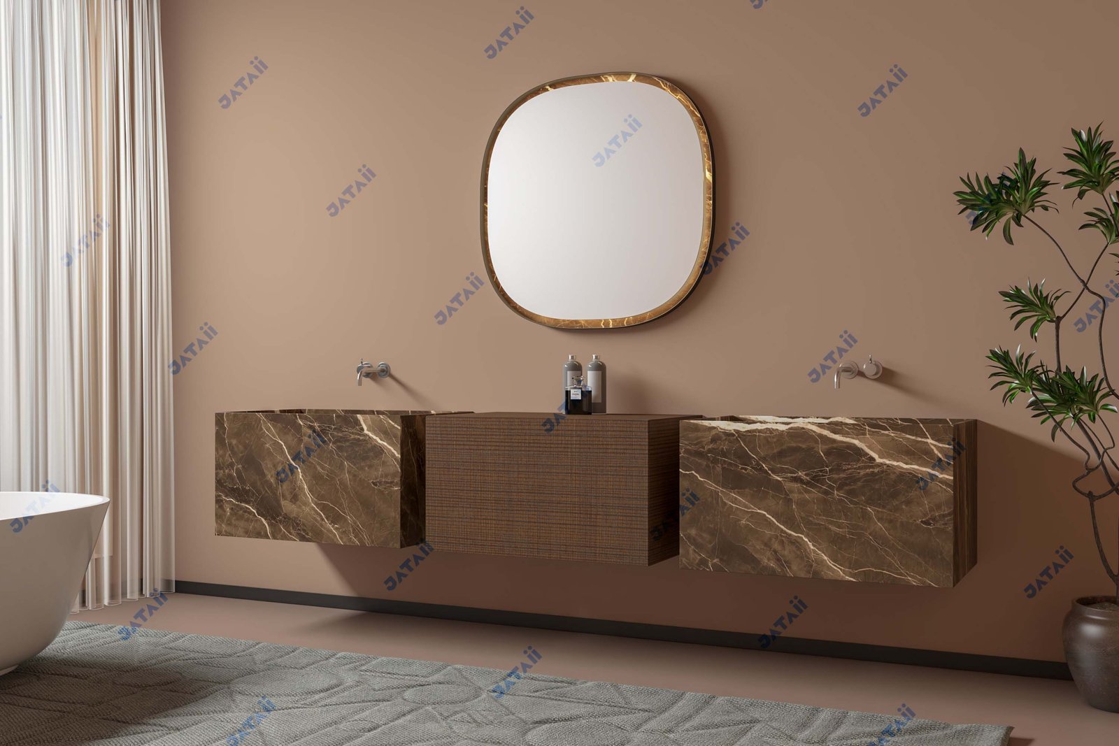 JATAII Commercial 800mm Charcoal Fluted Vanity Combo with Dispenser TH022
