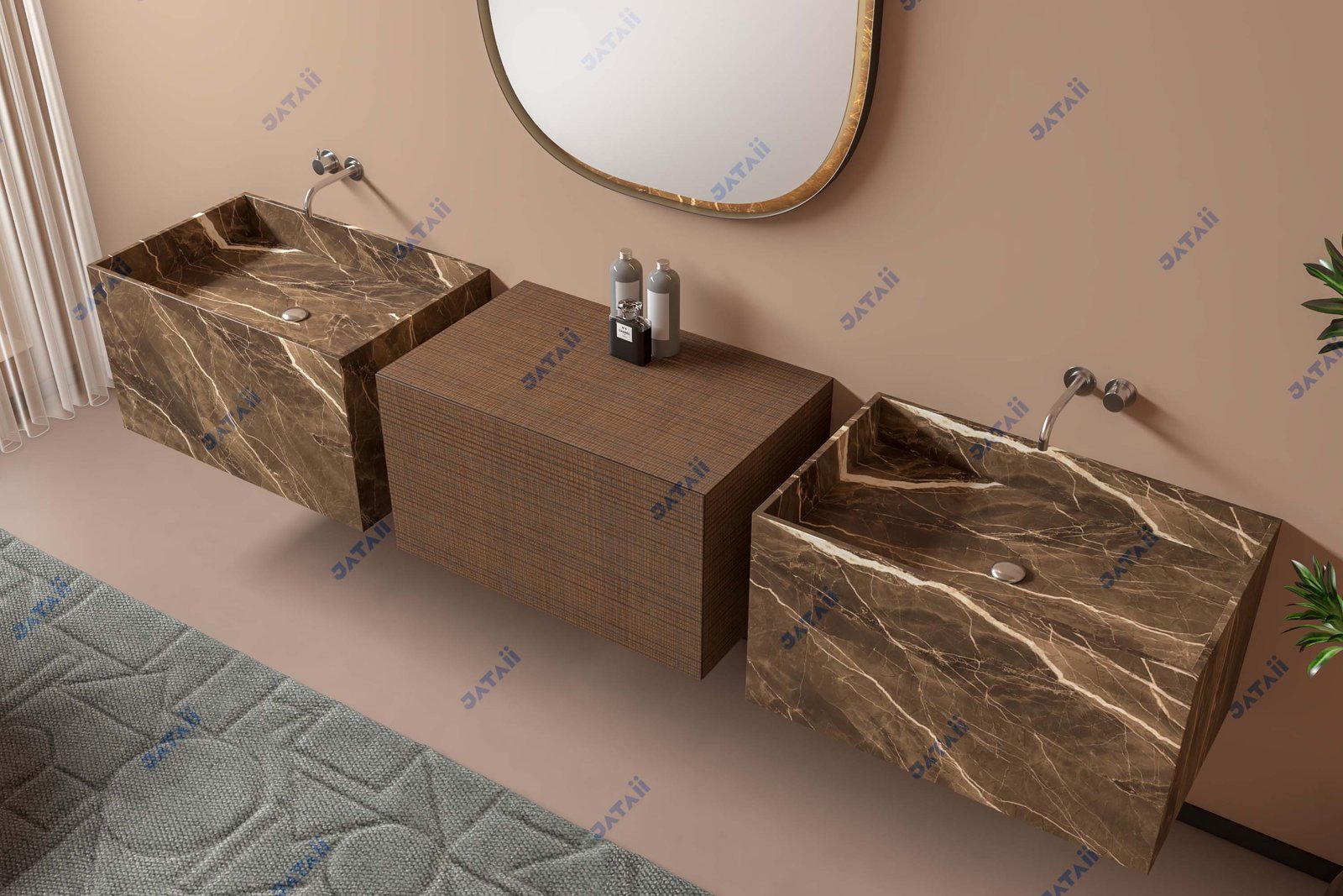 JATAII Commercial 800mm Charcoal Fluted Vanity Combo with Dispenser TH022
