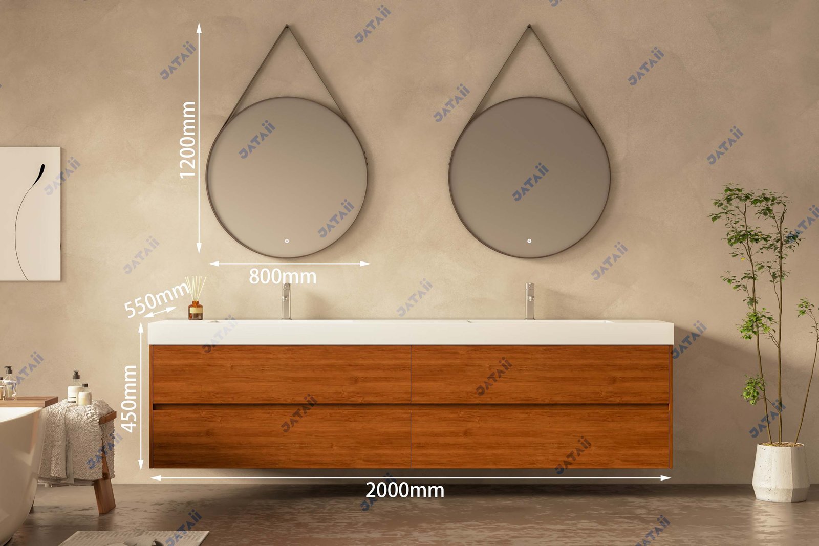 JATAII Commercial 600mm Illuminated Floating Vanity for Wellness & Senior Living HT023