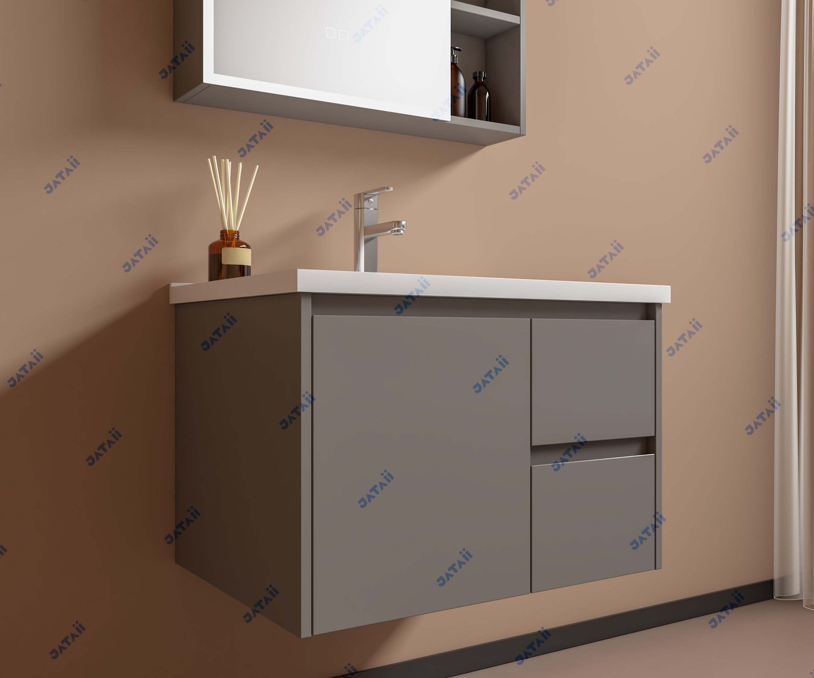 JATAII Commercial 900mm Matte Grey Hybrid Storage Vanity Combo JTDR017