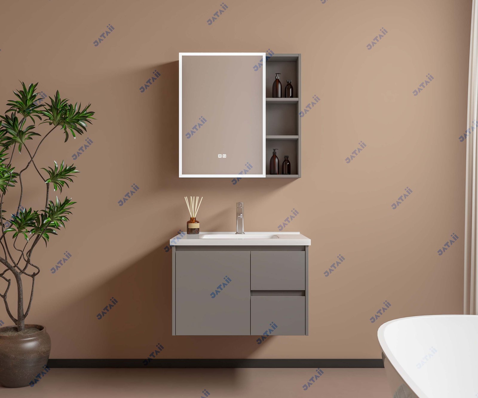 JATAII Commercial 900mm Matte Grey Hybrid Storage Vanity Combo JTDR017