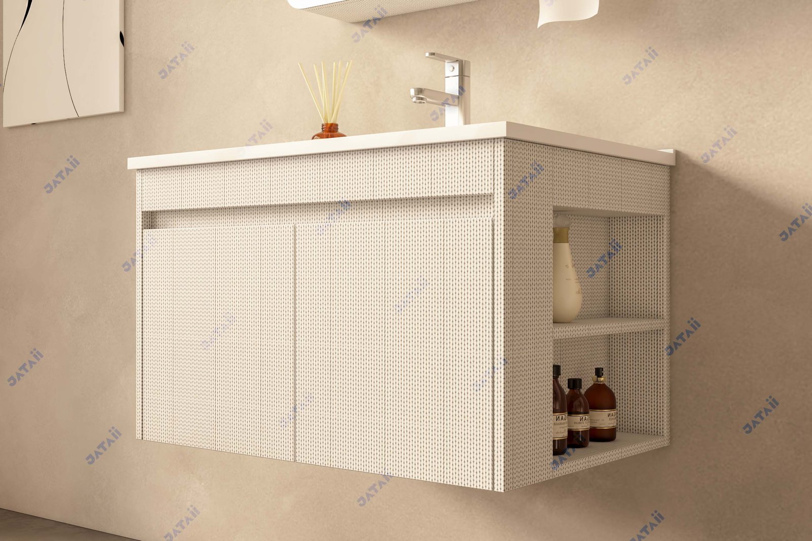 JATAII Commercial 700mm Woven Texture Vanity Combo with Dispenser JTDR019