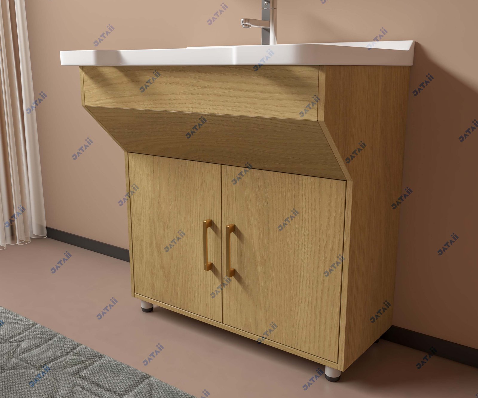 JATAII Commercial 600mm Minimalist Cream Hybrid Vanity Combo JTDR022