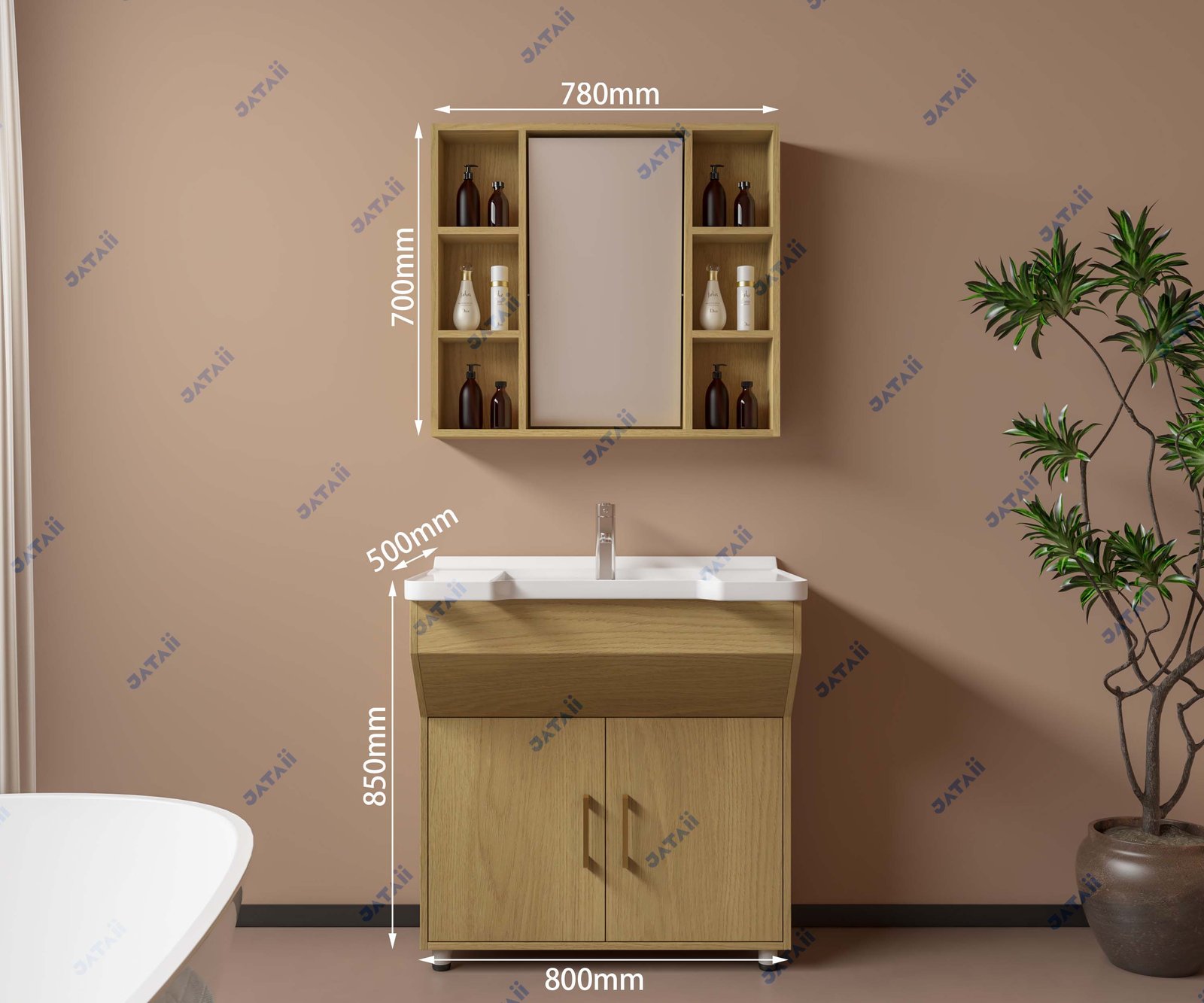 JATAII Commercial 600mm Minimalist Cream Hybrid Vanity Combo JTDR022