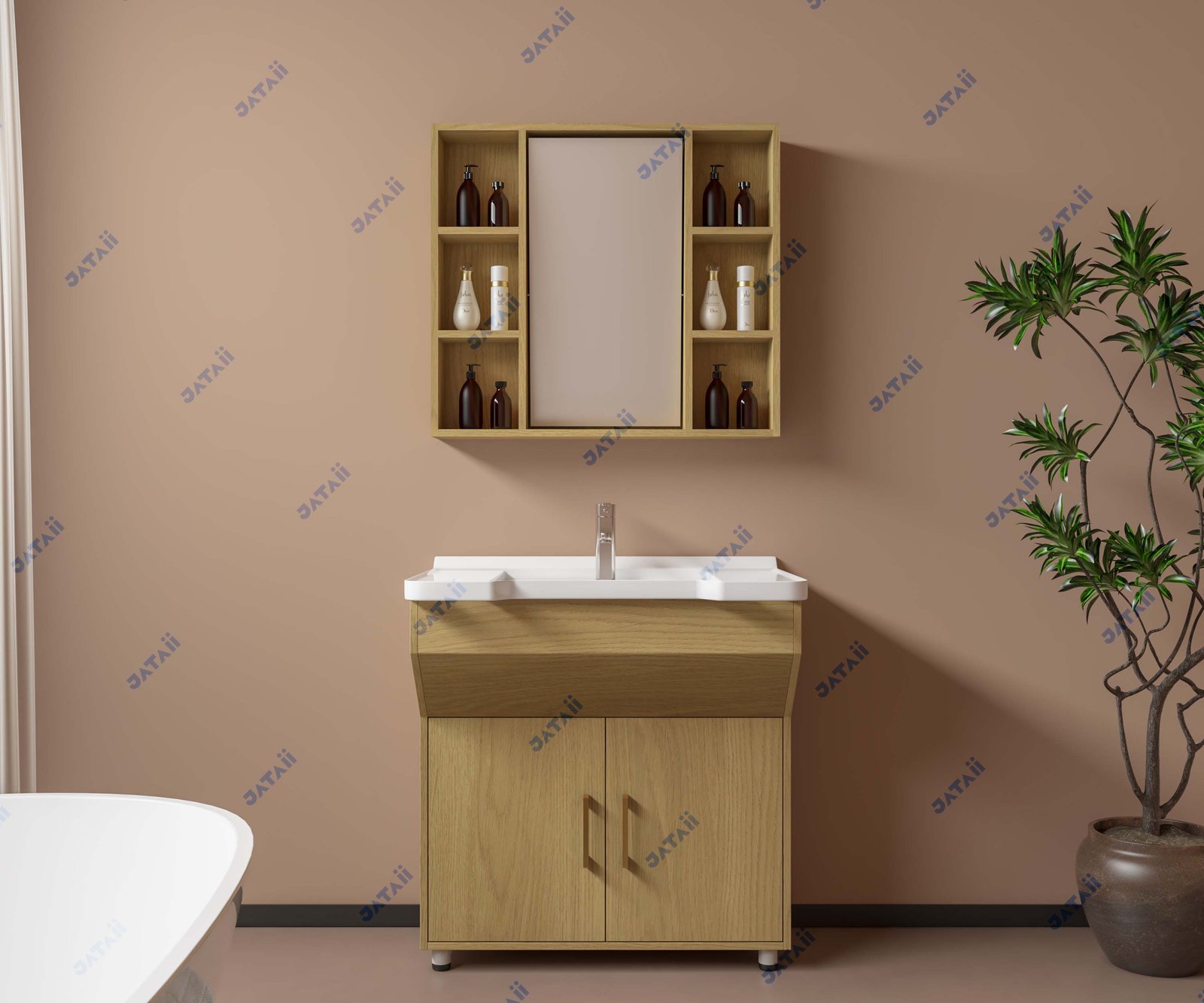 JATAII Commercial 600mm Minimalist Cream Hybrid Vanity Combo JTDR022