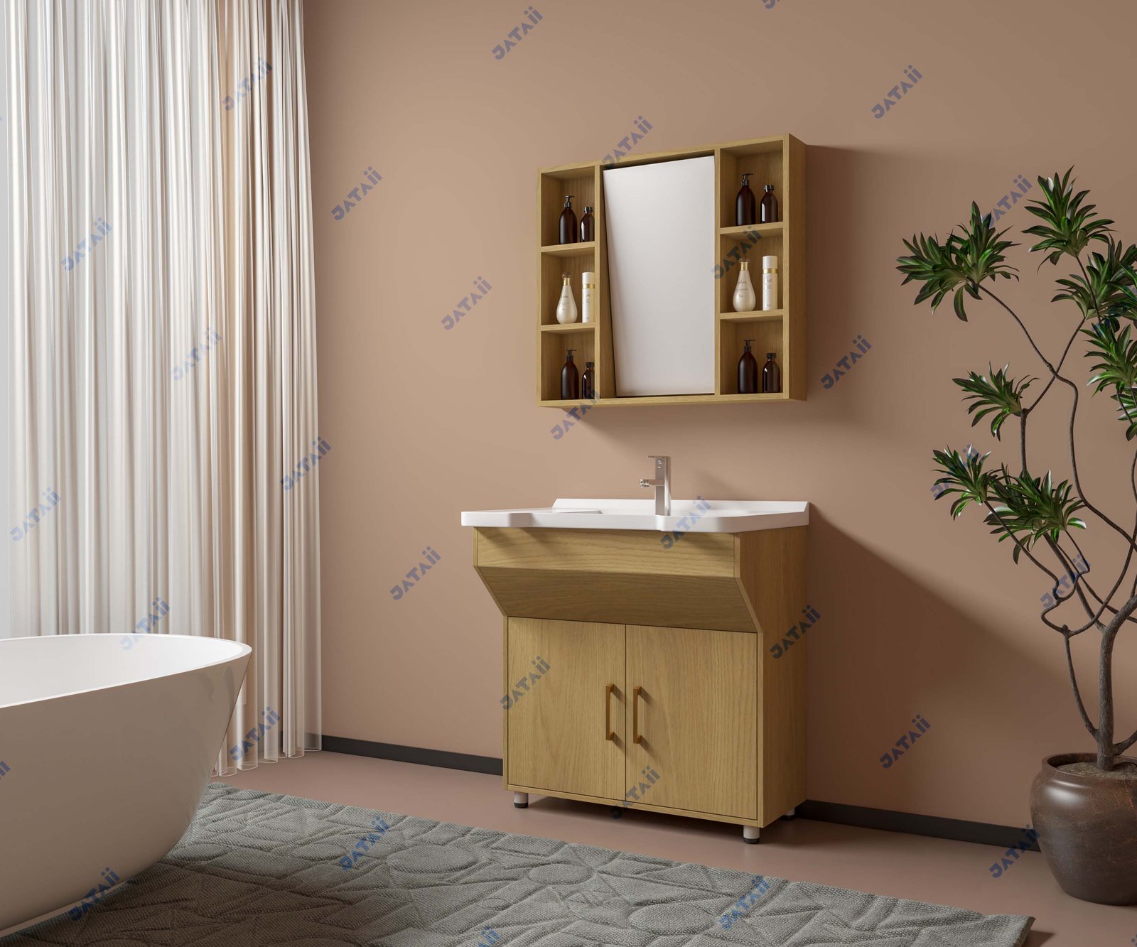 JATAII Commercial 600mm Minimalist Cream Hybrid Vanity Combo JTDR022