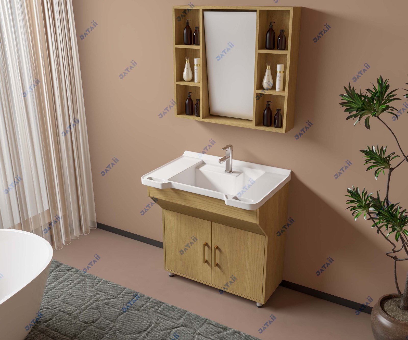 JATAII Commercial 600mm Minimalist Cream Hybrid Vanity Combo JTDR022