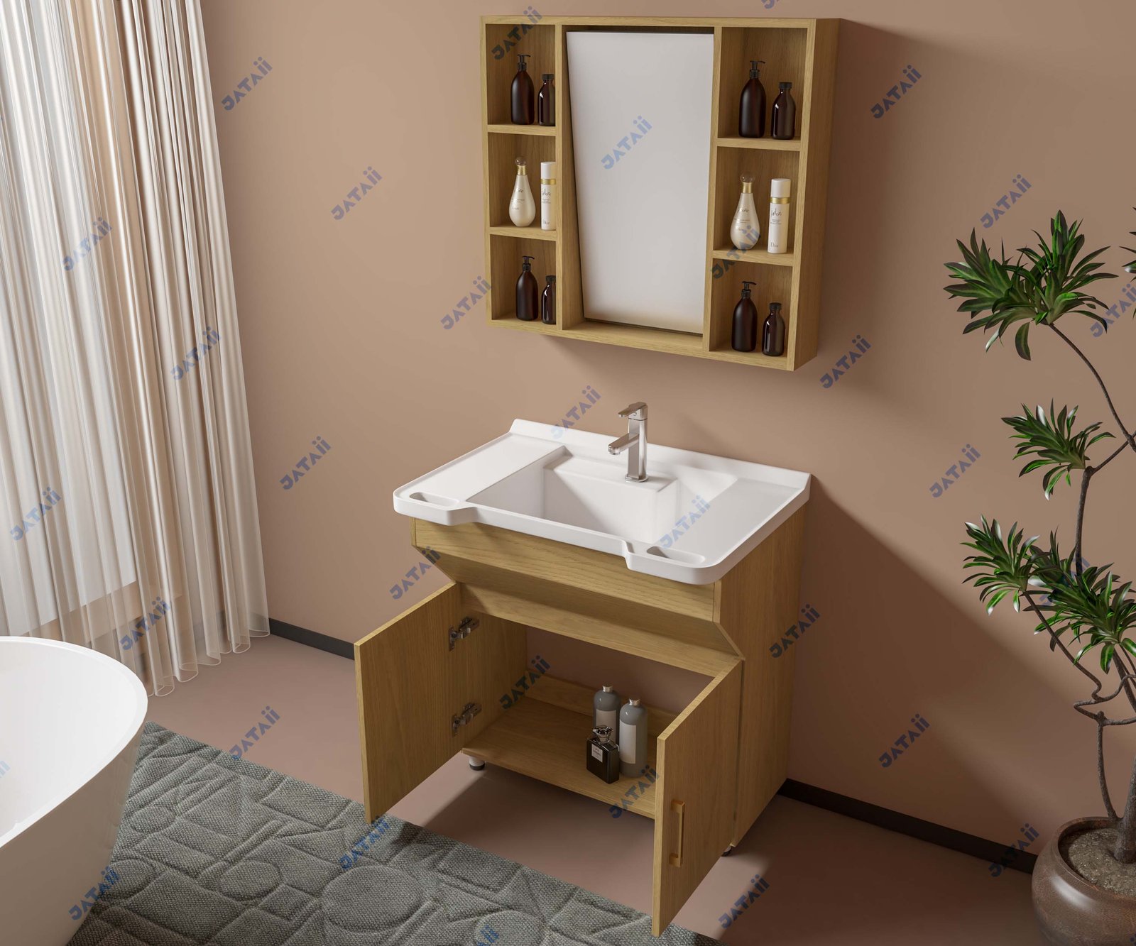 JATAII Commercial 600mm Minimalist Cream Hybrid Vanity Combo JTDR022