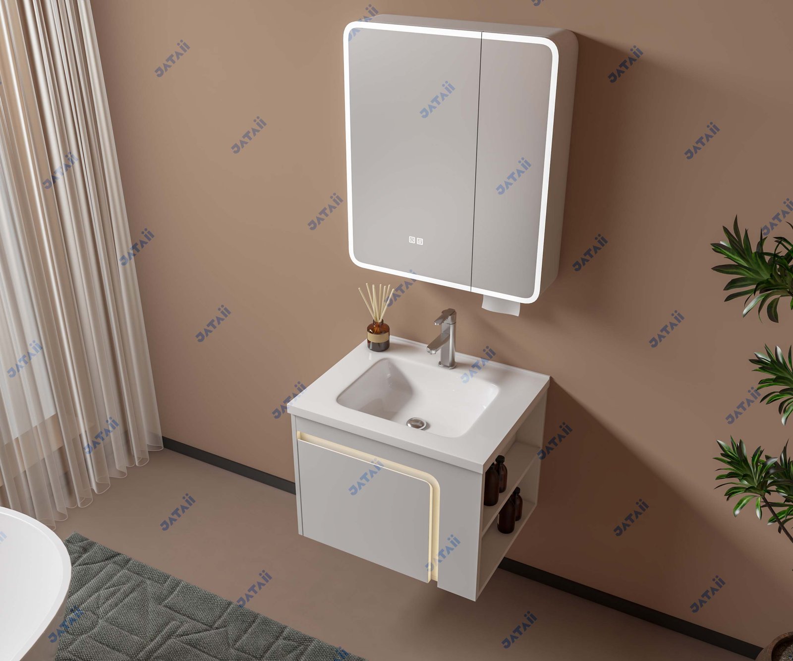 JATAII Commercial 600mm Smart Illuminated L-Shape Vanity Combo MN008
