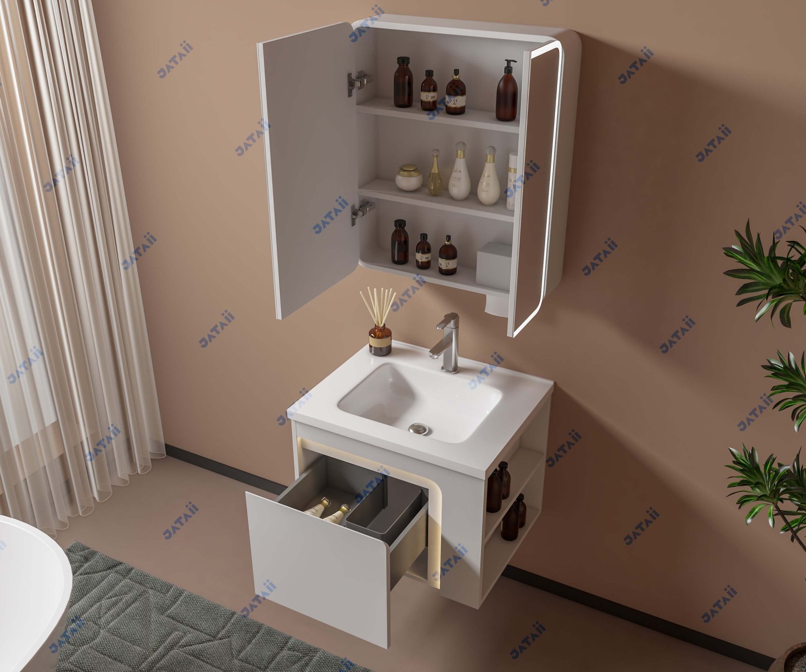JATAII Commercial 600mm Smart Illuminated L-Shape Vanity Combo MN008