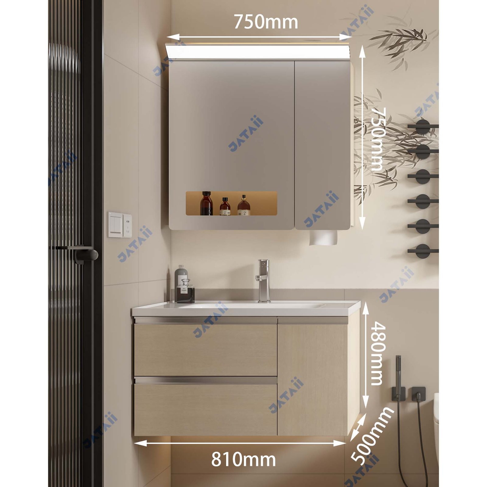 JATAII Wall-Mounted Bathroom Vanity with 2 Soft-Closing Drawers-SC003