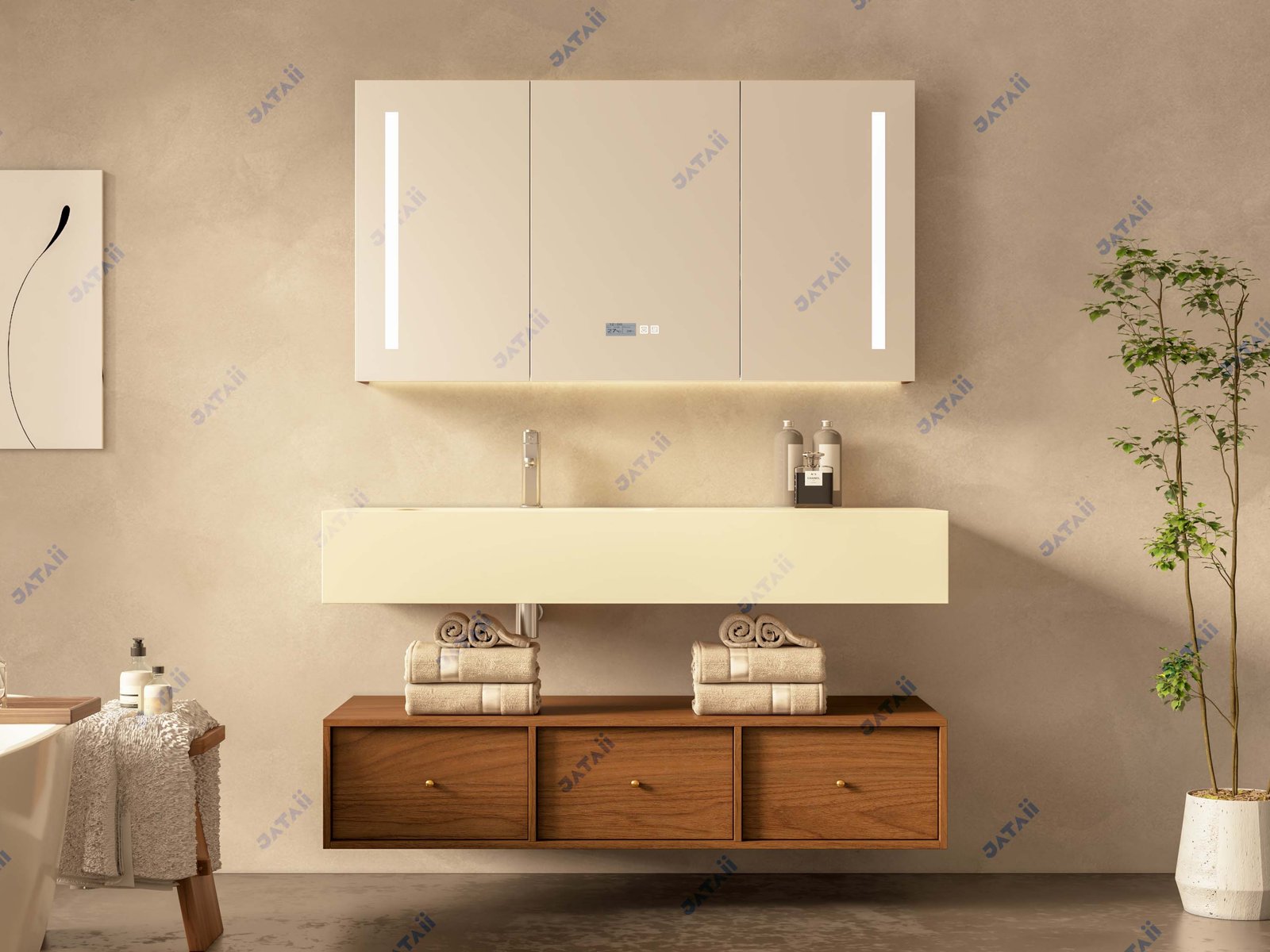 JATAII Commercial 1400mm Split-Tier Architectural Vanity & Smart Mirror Combo TC005