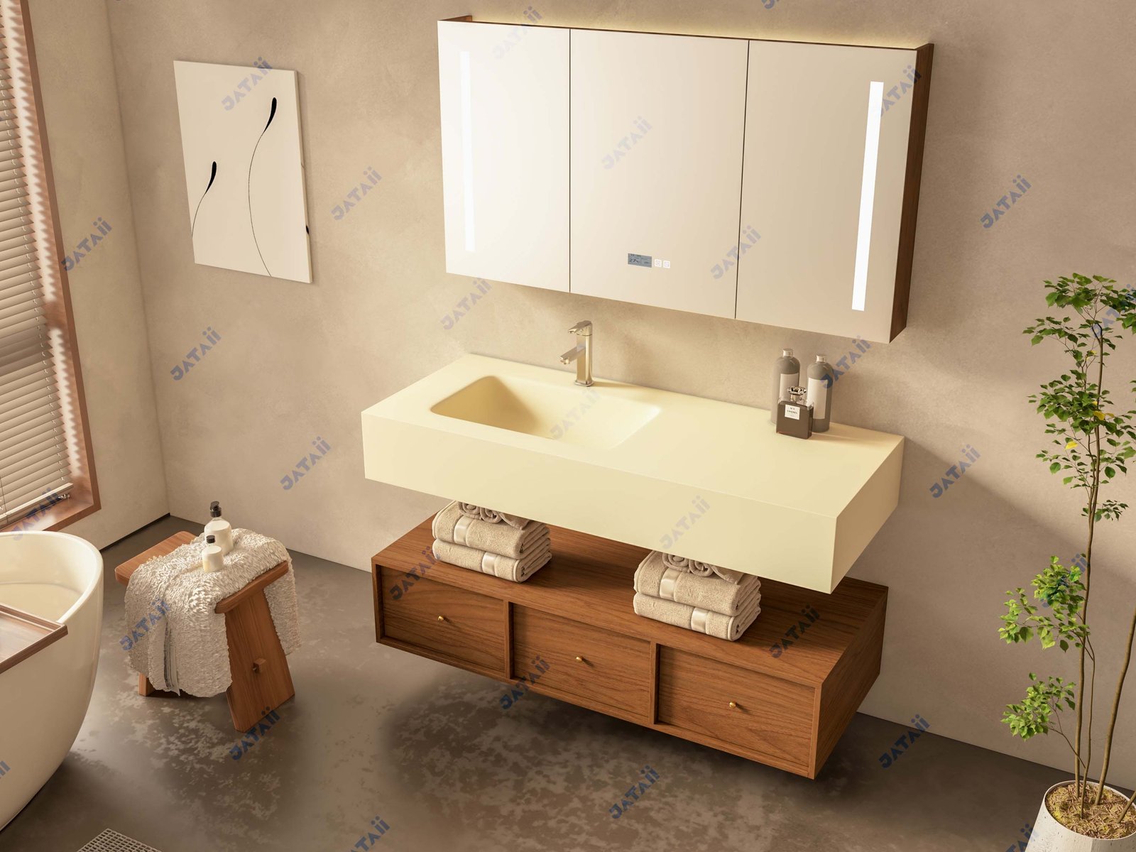 JATAII Commercial 1400mm Split-Tier Architectural Vanity & Smart Mirror Combo TC005