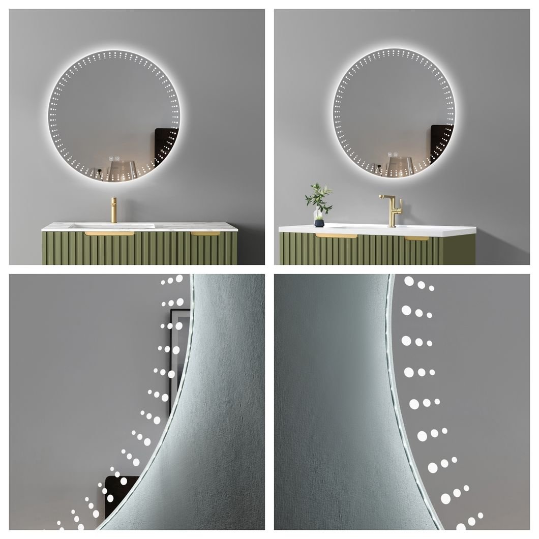 Round LED Backlit Smart Mirror - Premium Halo detail