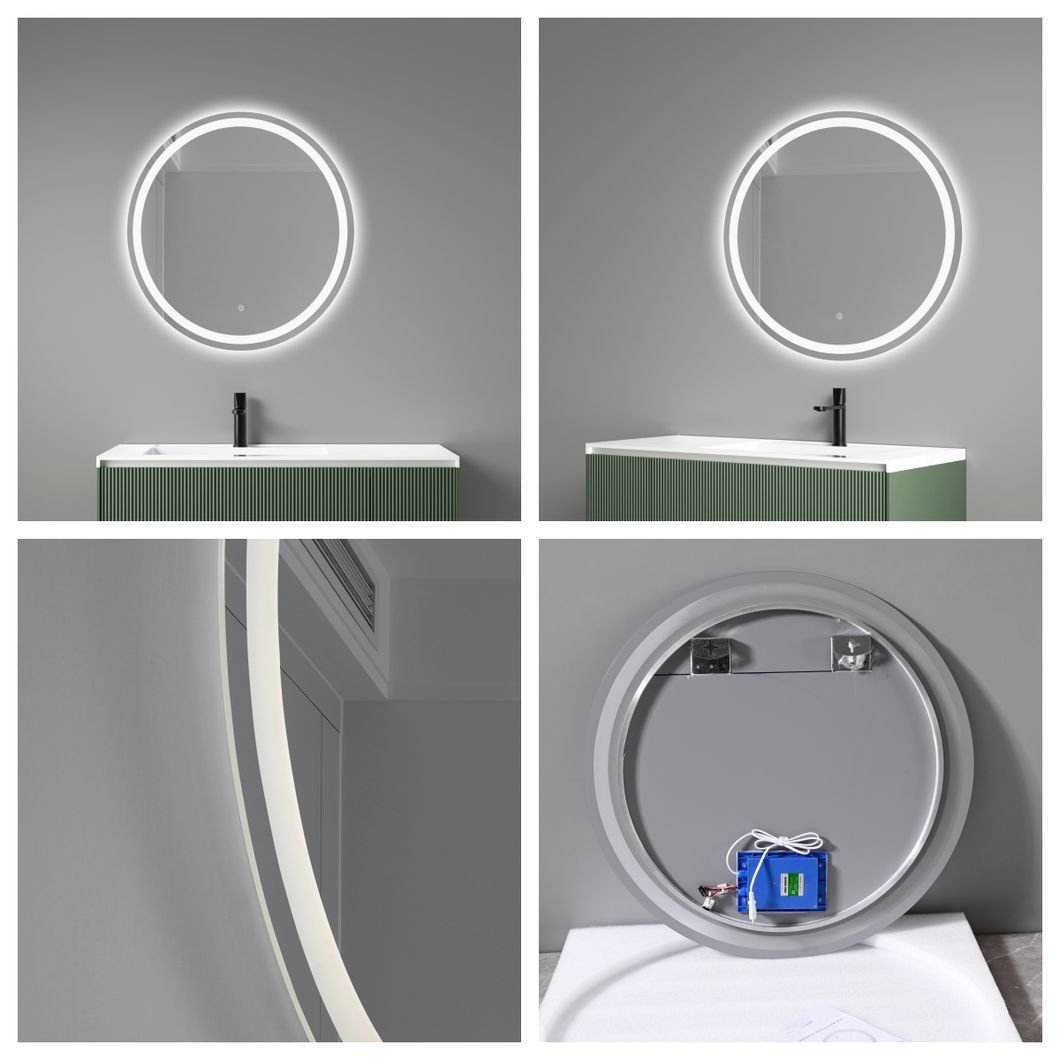Round LED Backlit Smart Mirror - Premium Halo detail