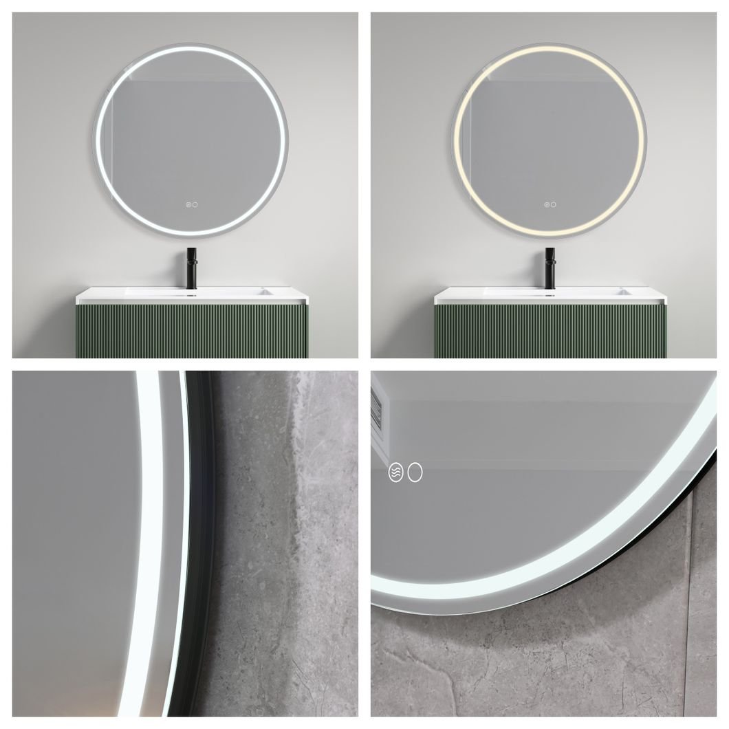 Round LED Backlit Smart Mirror - Premium Halo detail