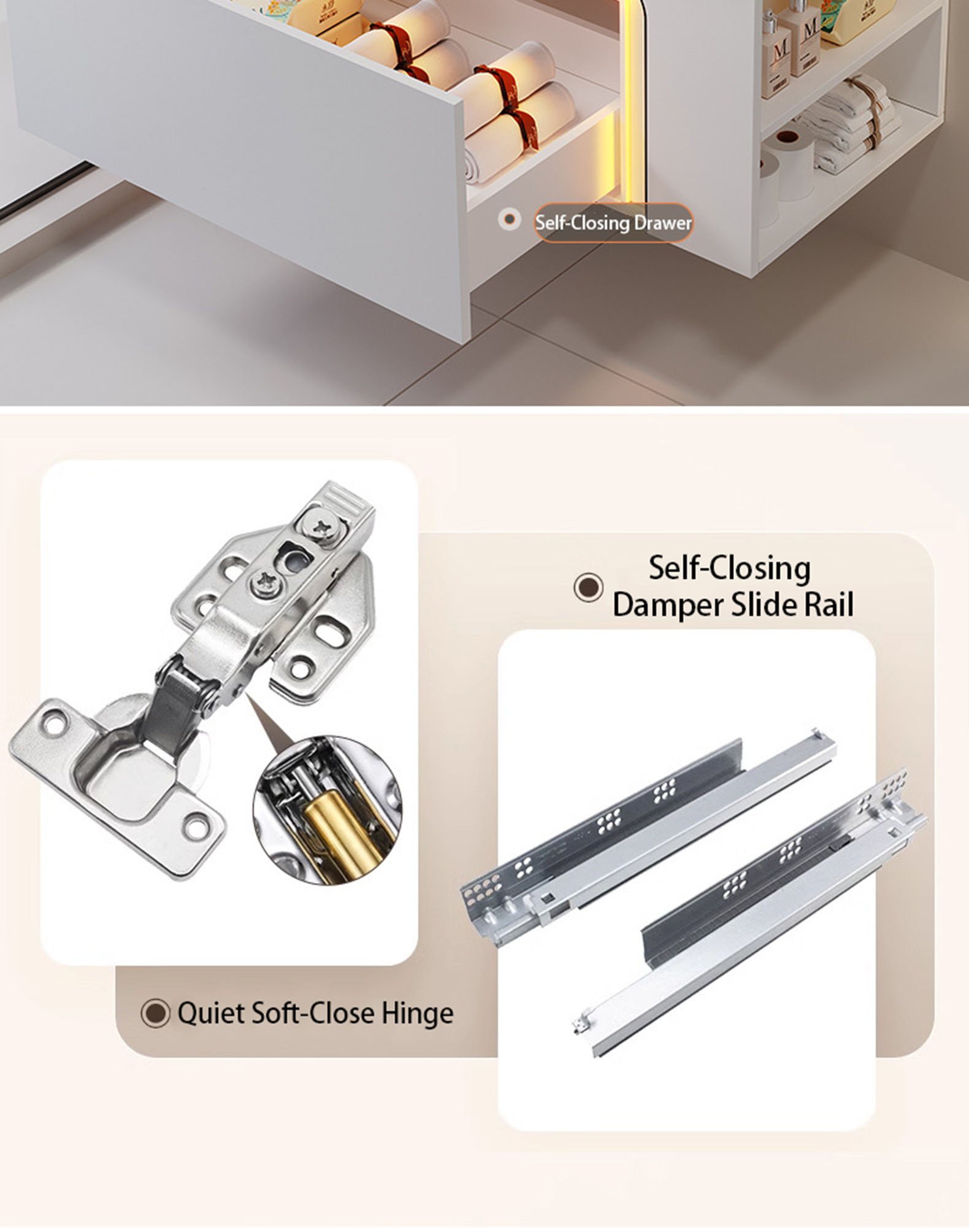 Modern Smart LED Wall-Mounted Bathroom Vanity with Cosmetic Organizer Medicine Cabinet detail 8