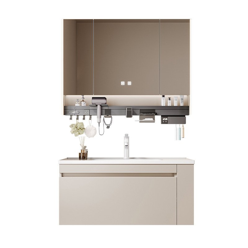 Minimalist Smart LED Bathroom Vanity with Multifunctional Track Organizer System