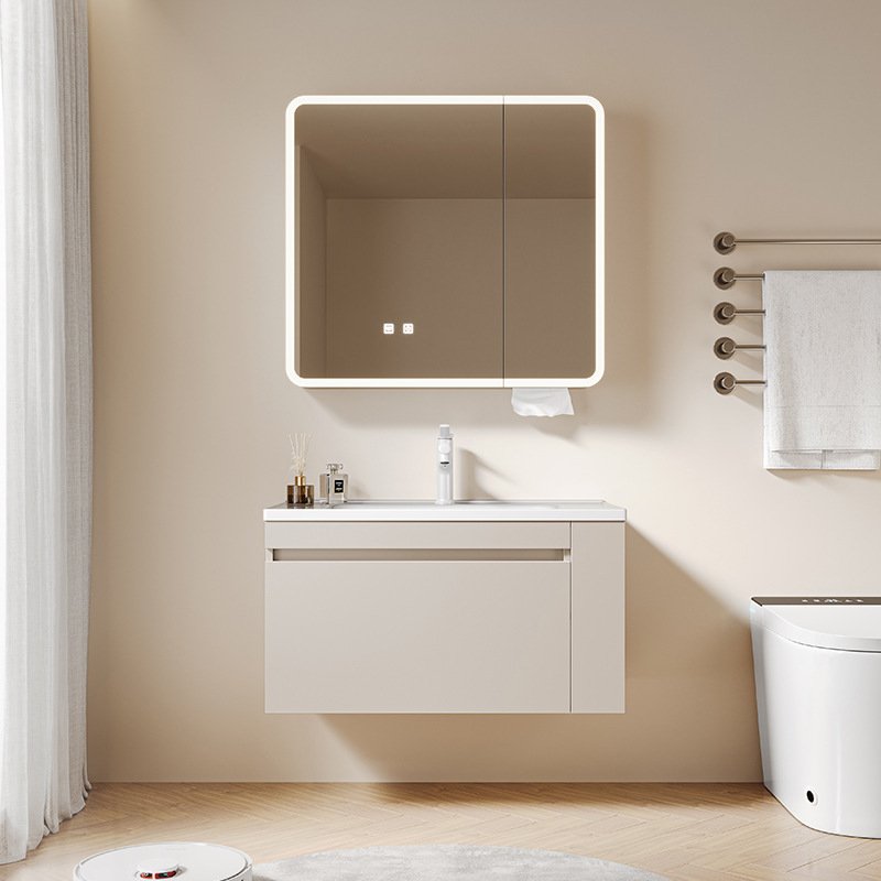 Minimalist Smart LED Bathroom Vanity with Multifunctional Track Organizer System