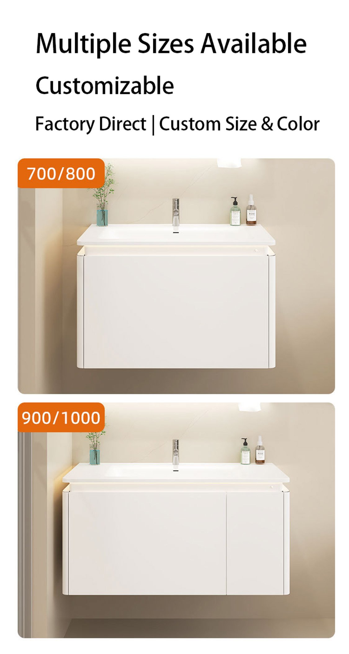 Premium 304 Stainless Steel Floating Bathroom Vanity with Smart Mirror Cabinet detail 2