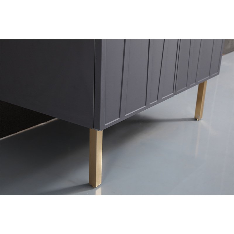 Modern Freestanding Bathroom Vanity with Geometric Doors and Brass Legs