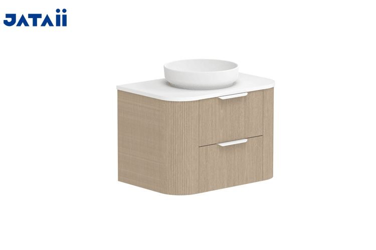 Double Sink Fluted Floating Vanity with Twin Smart Mirrors | JATAII