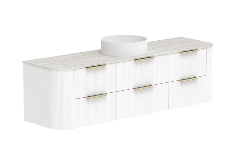 Double Sink Fluted Floating Vanity with Twin Smart Mirrors | JATAII detail 3