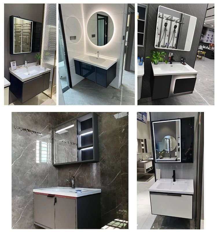 Modern White Fluted Floating Vanity with Side Storage Cabinet detail 5