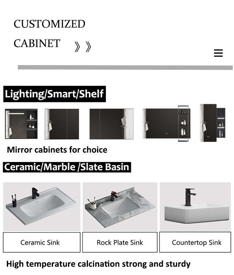 Modern White Fluted Floating Vanity with Side Storage Cabinet detail 9
