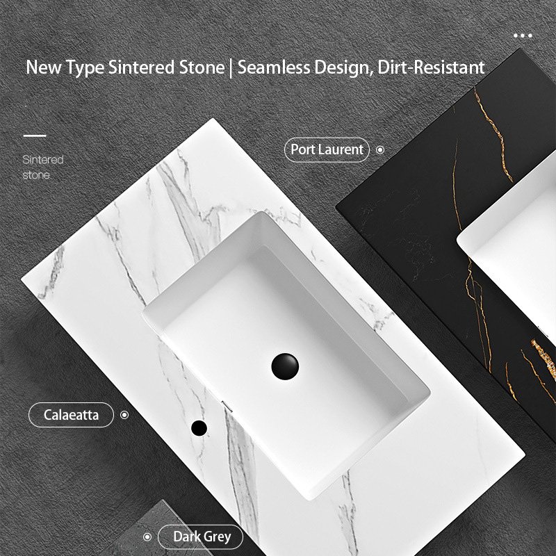 Hotel Grade Double Sink Vanity | Smart Mirror & Open Shelf | JATAII detail 1