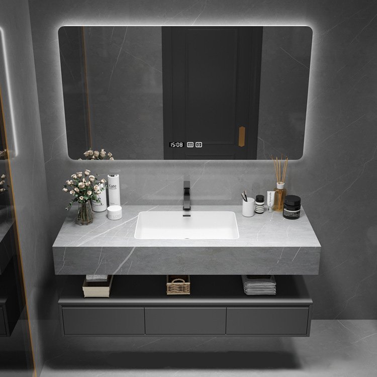 Hotel Grade Double Sink Vanity | Smart Mirror & Open Shelf | JATAII detail 3