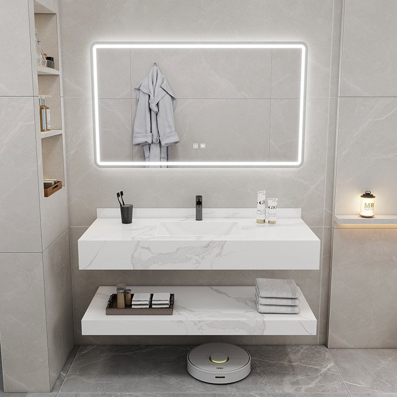 Hotel Style Sintered Stone Vanity | Dual-Tier Open Shelf | JATAII